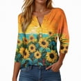 thumbnail image 2 of Towmus Womens 3/4 Length Sleeve Cotton Tops Summer Casual Short Sleeve Button V Neck Shirts Basic Loose Tunic Tops Blouse, 2 of 5