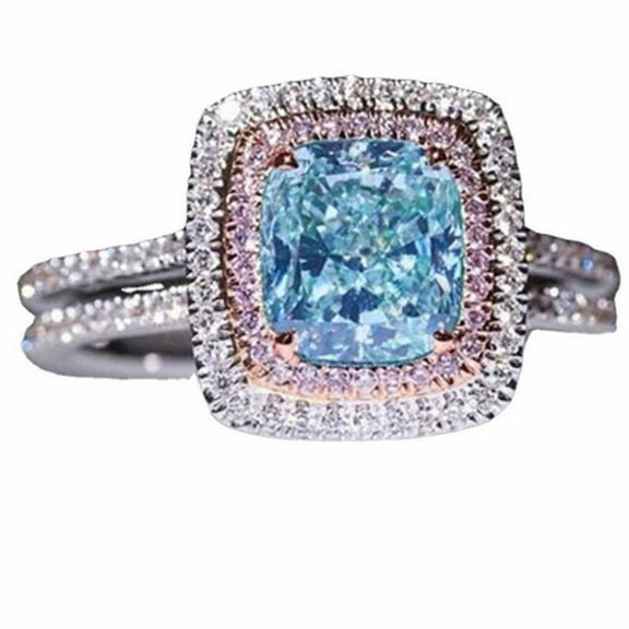 Guodhu Shinning Cubic Zirconia Sapphire Rings For Women Silver Plated Jewelry Promise Ring