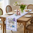 thumbnail image 4 of Spring Easter Table Runner 90 Inches Long for Kitchen Dining, Bunny Botanical Flowers Leaves Purple Check Dresser Scarf Farmhouse, Dining Table Decorations for Wedding/Parties, 13 x 90 In, 4 of 8