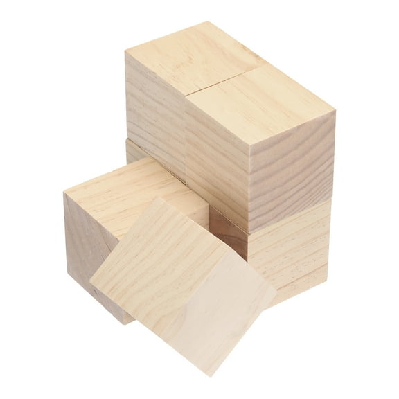 Uxcell 2Pcs Wood Blocks, 3"x3"x3" Square Unfinished Wood Cube for DIY, Arts Decoration, Crafts Whittling