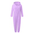 thumbnail image 4 of Rotm Onesie Pajamas for Women Womens Onesies Pajamas One Piece Hooded Adult Pajama Jumpsuit Winter Fuzzy Sleepwear Purple,3XL, 4 of 5