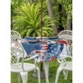 thumbnail image 3 of Outdoor Tablecloth with Umbrella Hole for Patio/Picnic/Party/Camping, Independence Day Waterproof Table Cloth Round Cover Washable, Poppy Blue Floral Farmhouse (Dia 54"), 3 of 8