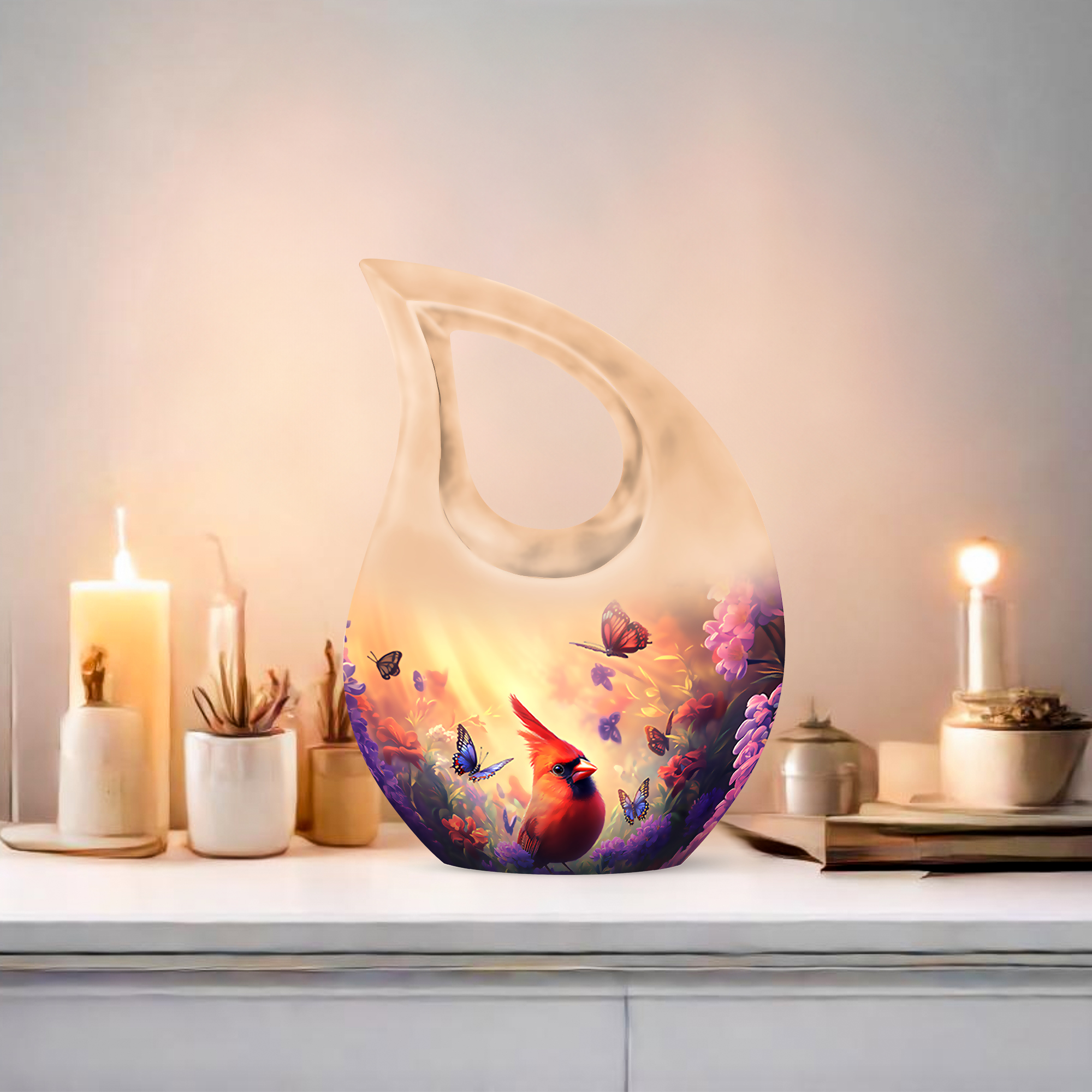 MUKTIVE Large Northern Cardinal Urns for Adult Women Ashes - Cremation Urn for Human Ashes Adult Male & Female - Decorative Funeral 10 Inch