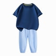 thumbnail image 4 of Tranfacy Tenues d'Été pour Filles Couleur Unie Col Rond Manches Courtes Haut Décontracté avec Pantalon Taille Élastique Ensemble Mode, 4 of 7
