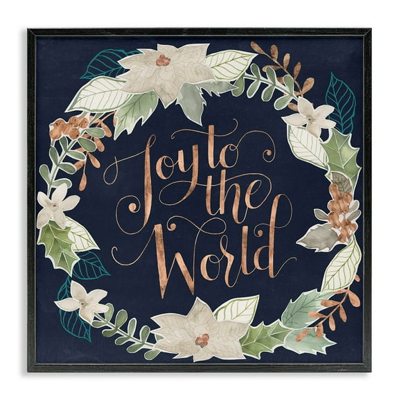 Stupell Industries Joy To The World Holiday Painting Black Framed Art Print Wall Art, 12 x 12
