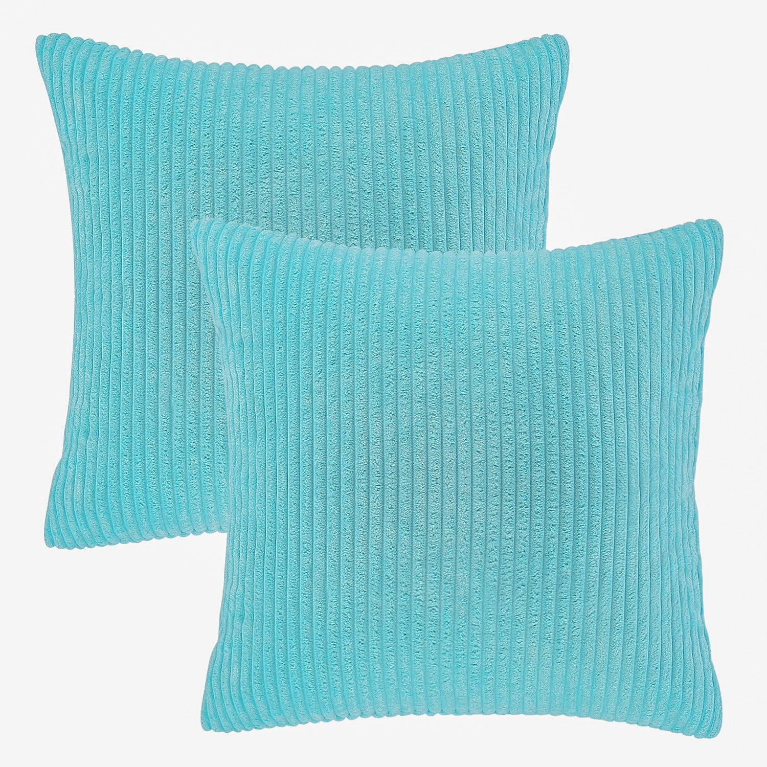 Phantoscope 20" x 20" Modern, Contemporary, Transitional Aqua Blue Striped Polyester Throw Pillow , ( 2 Count)