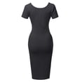 thumbnail image 3 of A2Y Women's Solid Fitted Classic Short Sleeve Premium Cotton Midi Dress Charcoal M, 3 of 5