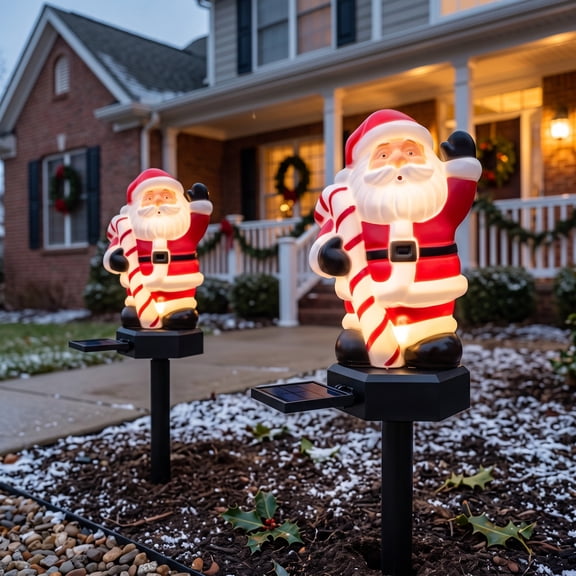 Solar Powered Santa Claus Ground Stake Light - Waterproof Outdoor Decor(A)
