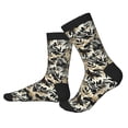 thumbnail image 2 of JUNZAN Black Palm Leaves Design Fun Novelty Knee Warmer High Socks, 2 of 7