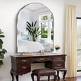 thumbnail image 4 of Arched Wall Mirror 24x20 Inch Black Metal Frame Tempered Glass Large Decorative Crystal Clear Shatterproof Mirror for Entryway Living Room Mantel Bathroom, 4 of 8