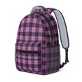thumbnail image 2 of Purple and Black Checkered Pattern Backpack for School, Cute School Bag with Adjustable Shoulder Straps and Padded Back, 15.3"x11"x6.7", 2 of 5