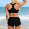 thumbnail image 7 of YTCAMLO 3 Piece Womens Swimsuits Modest Bathing Suits Casual Cross Back Tank Top and High Waist Shorts, Solid Color Quick Dry Swimwear, Black XL, 7 of 7