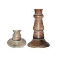 thumbnail image 7 of Handmade Mango Wood Eco-friendly Traditional Medium Burnt Set Of Two 6" & 12" Pillar Candle Holder, 7 of 7