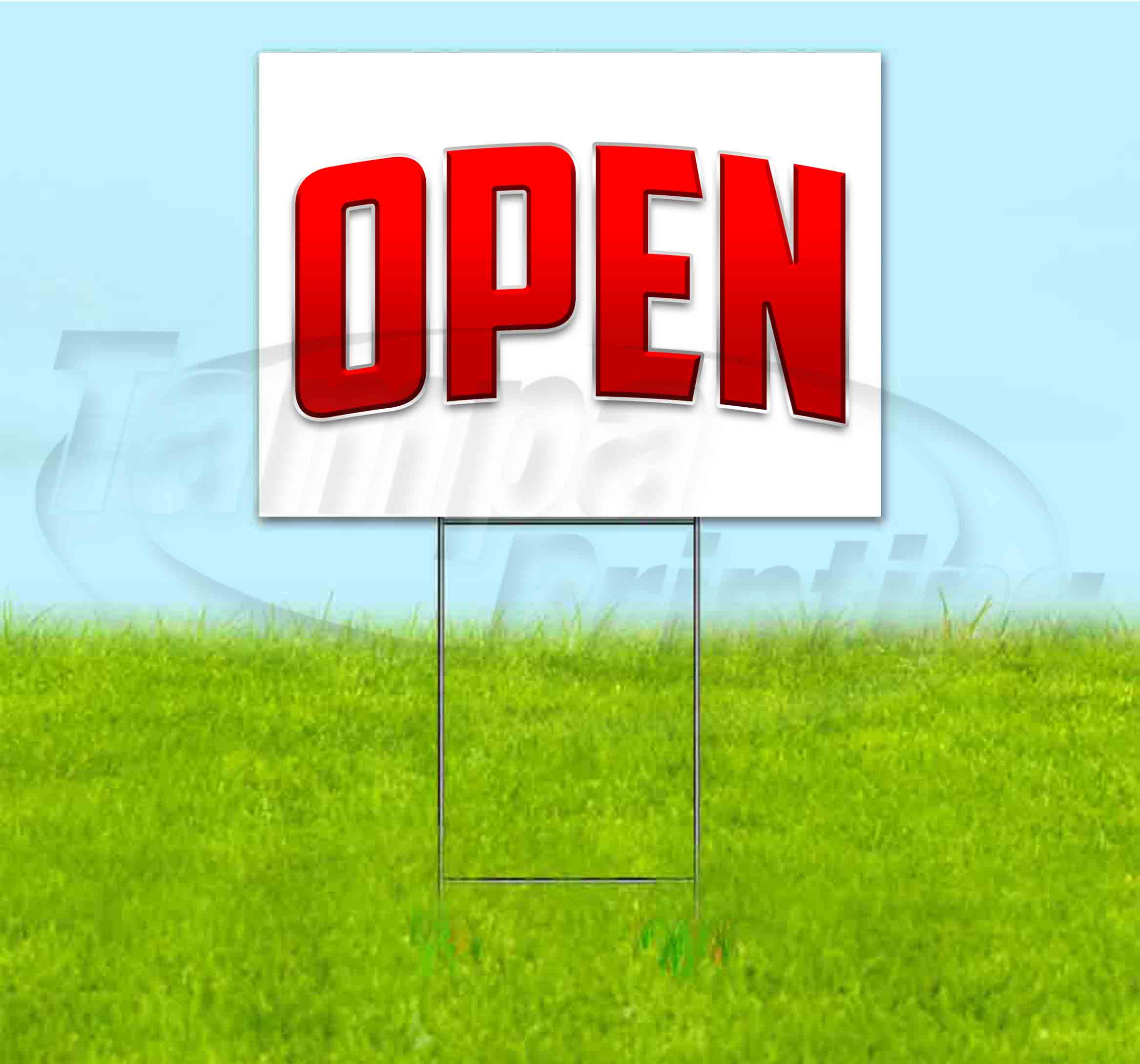 Open (18" x 24") Yard Sign, Includes Metal Step Stake