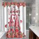 thumbnail image 4 of Cortina de ducha de San Valentín con ganchos | Diseño romántico de rosas rojas y gnomos con forma de corazón | Tejido de poliéster resistente al agua para decoración de baño, 4 of 6