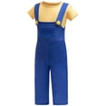 thumbnail image 6 of Funny Cartoon Blue Overalls and Short Sleeve T Shirt Cosplay Costume Set Striped Jumpsuit for Halloween Dress Up, 6 of 10