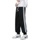 thumbnail image 3 of Pantalones casuales para hombre Pantalones rectos con cordón Cintura elástica Joggers Rayas laterales Pantalones hasta el tobillo, 3 of 5