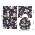 thumbnail image 3 of Pioneer Flower Floral Print Pattern Bathroom Rugs Sets 3 Piece,Toilet Cover Set,Absorbent Non Slip Bathroom Mats Sets with U-Shaped Contour Rug Toilet Rug Set, 3 of 5