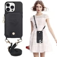 thumbnail image 6 of Compatible with iPhone 13 Pro Case Wallet, with Credit Card Holder Zipper Pocket Crossbody Strap Heart Pattern PU Leather Magnetic Clasp Kickstand Heavy Duty Protective Flip Cover, Black, 6 of 12
