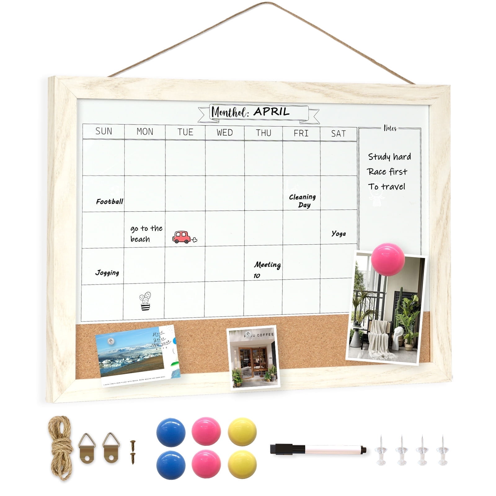 Dollar Boss 16x12 Inch 2-In-1 Magnetic Whiteboard & Corkboard
