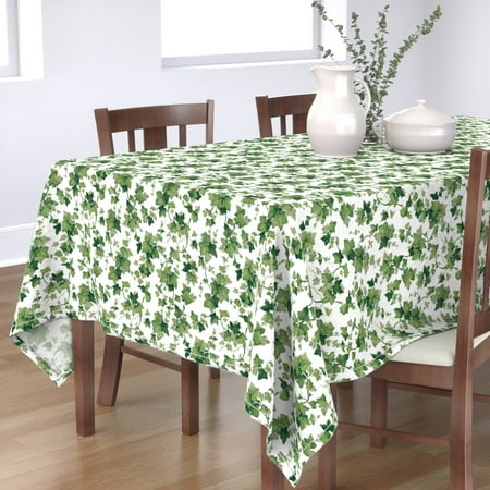 

Cotton Sateen Tablecloth 70 x 108 - English Bright Leaves Botanical Vines Green Greenery Print Custom Table Linens by Spoonflower