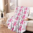 thumbnail image 2 of Pink Breast Cancer Round Blanket,Comfortable Soft Flannel Throw Blanket,All Season,Warm Lightweight Blankets for Sofa Bed Couch Living Room Chair 47"x47", 2 of 5