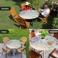 thumbnail image 4 of Pink Floral Round Tablecloth for 55-60 Inch Tables,Fitted Table Cover with Elastic Edge,Spring Botanical Pastoral Vintage Country Waterproof Outdoor Table Cloth Protector for Patio Garden Dinner, 4 of 9