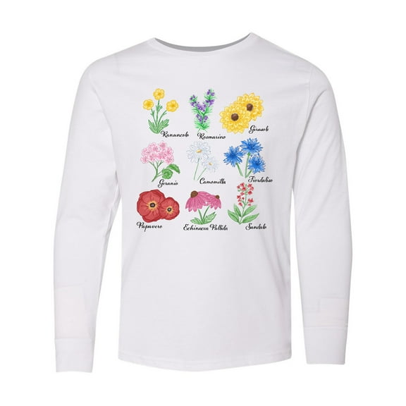 Inktastic Italian Wild Flower Chart Long Sleeve Youth T-Shirt