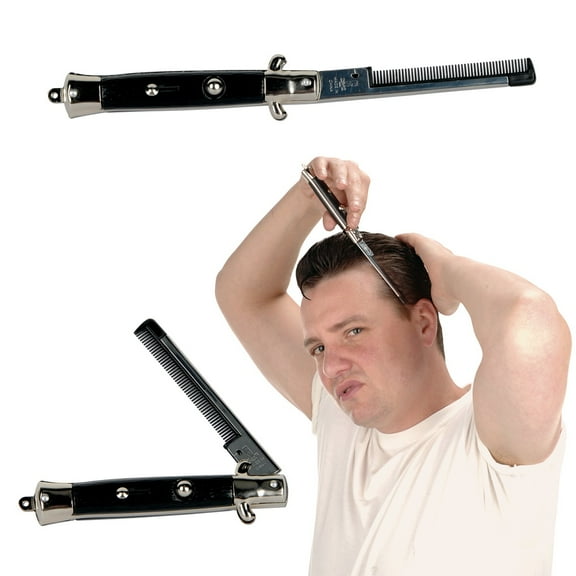 Party Central Club Pack of 12 Black and Silver Retro Switchblade Halloween Comb Costume Accessory 9"
