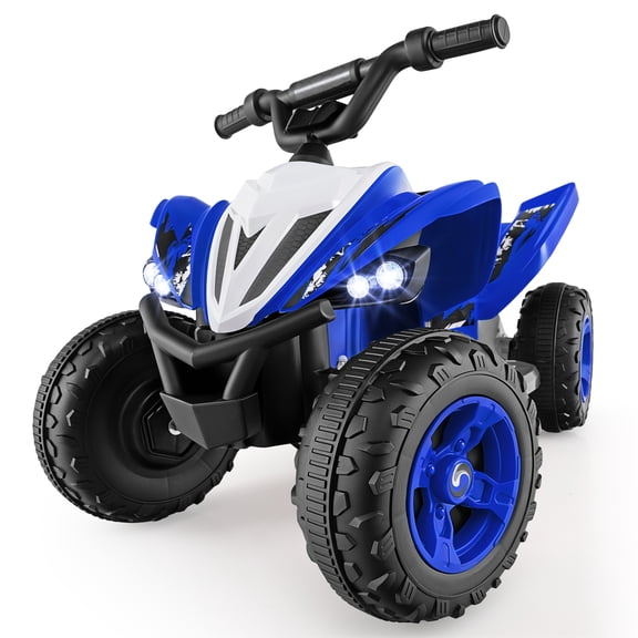 Costway 12V Quad 4 Wheeler Ride on Toy with Music, Light, USB Port, Wireless Connection Navy