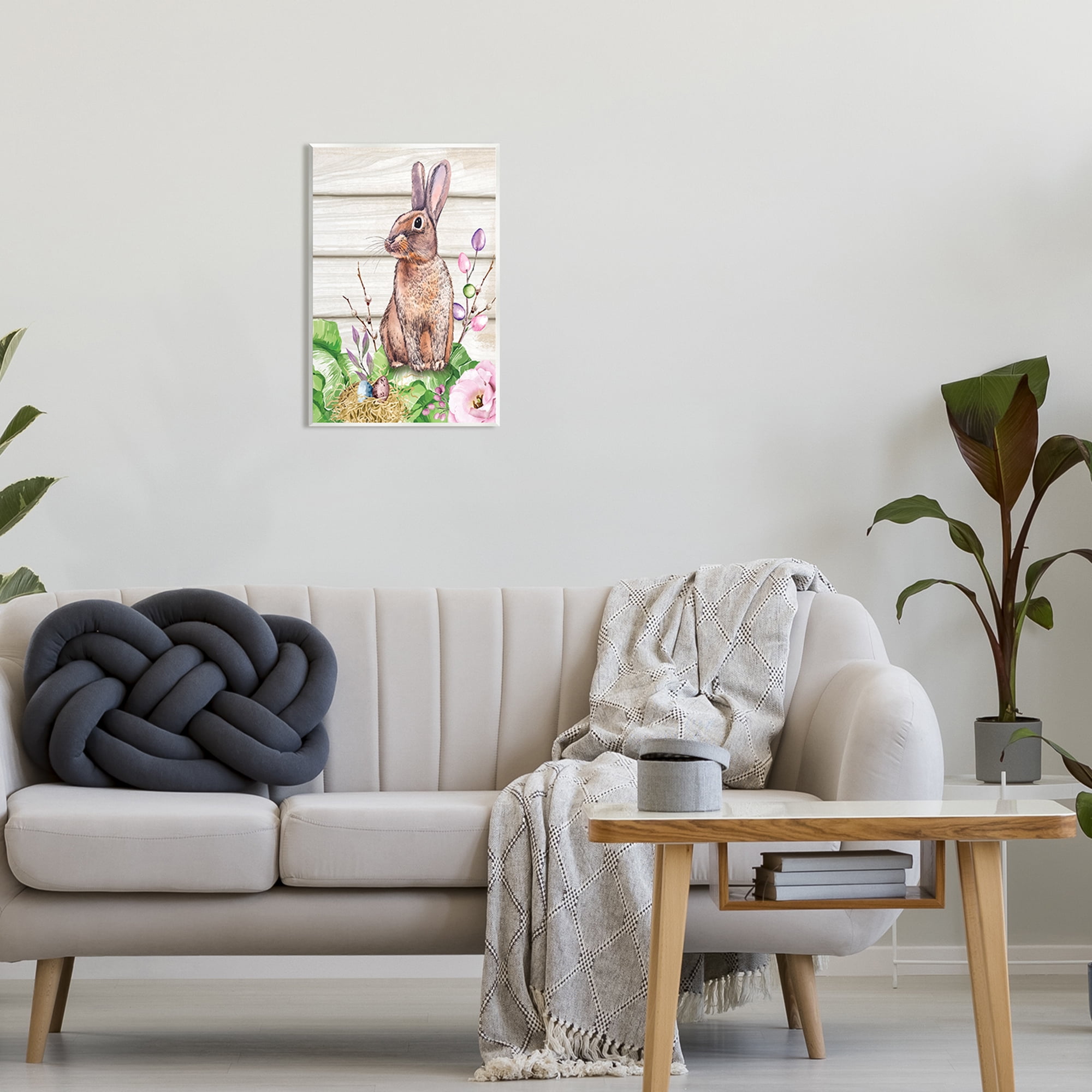 Stupell Spring Flower Garden Country Rabbit Holiday Painting Wall Plaque Unframed Art Print Wall Art