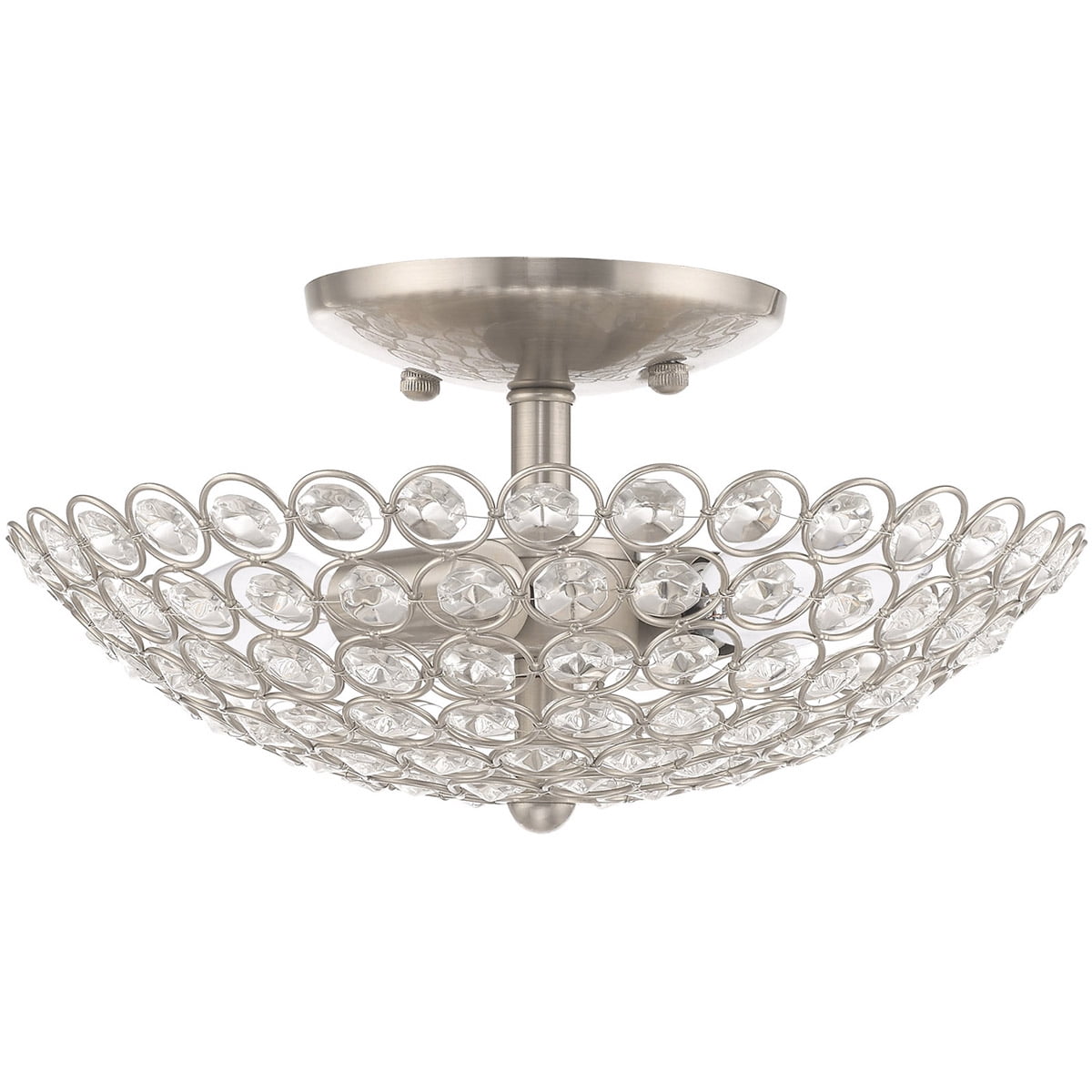 2 Light Brushed Nickel Ceiling Light fixture with Steel base material