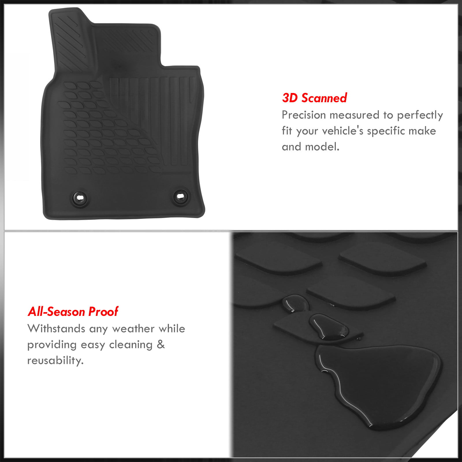 AJP Distributors 4-Piece All Weather Season Proof Protection Guard Heavy  Duty 3D Molded TPE Rubber Floor Mats Liner Front Rear Set  Compatible/Replacement For Toyota Camry 2018 2019 2020 2021 2022 2023 