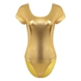 thumbnail image 5 of JanJean Women's One Piece Shiny Metallic Dance Leotards Gymnastics Bodysuit Dancewear Swimwear Gold XXL, 5 of 7