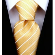 Yellow Gold Necktie for Men - Jacquard Woven Striped Tie - Yellow Gold Wedding Ties for Groom