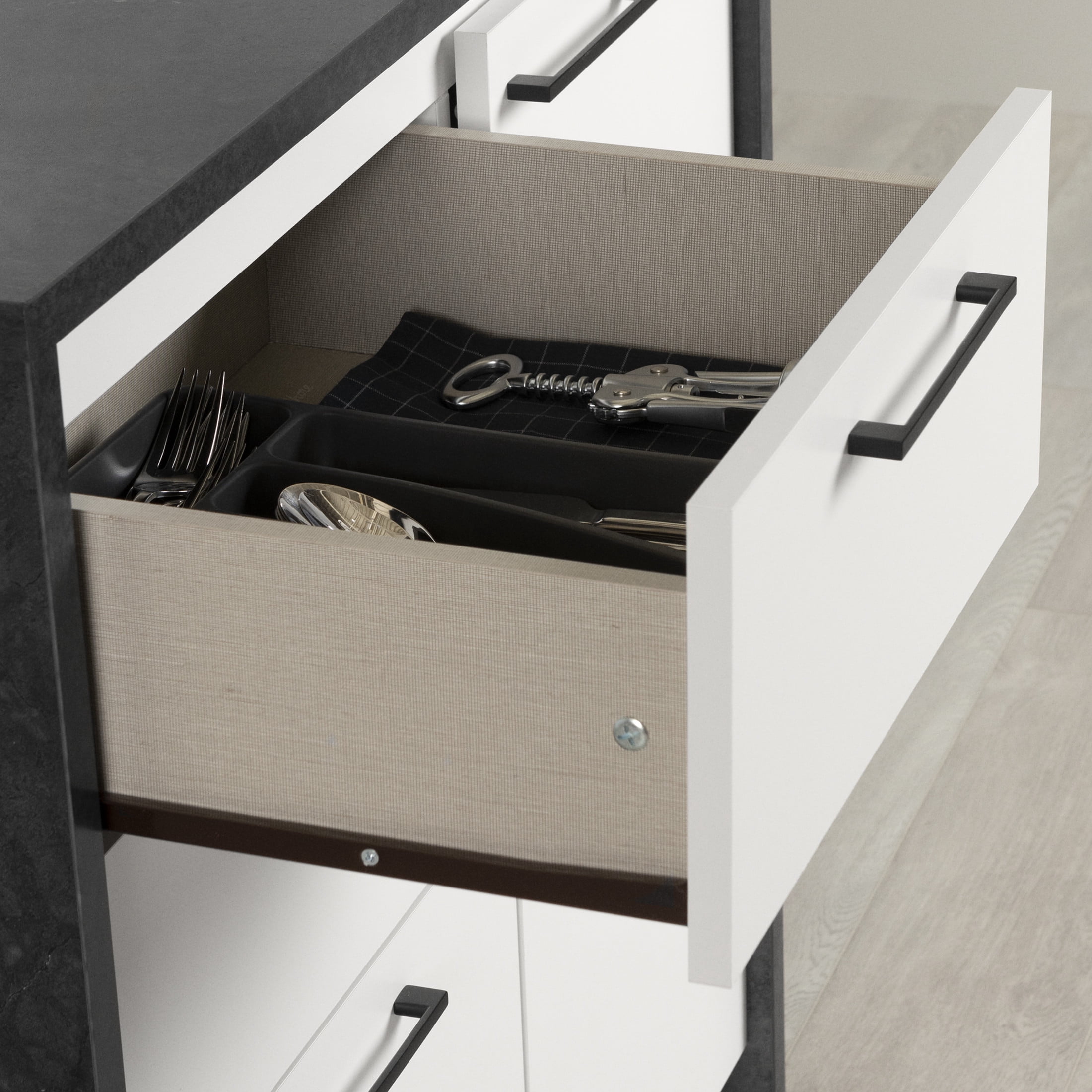 South Shore Myro, Contemporary Kitchen Island, Small Black