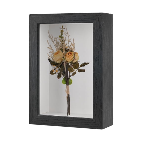 Uxcell Shadow Box Frame, 5 x 7 Inch Wooden Dried Flower Photo Frame [Black]
