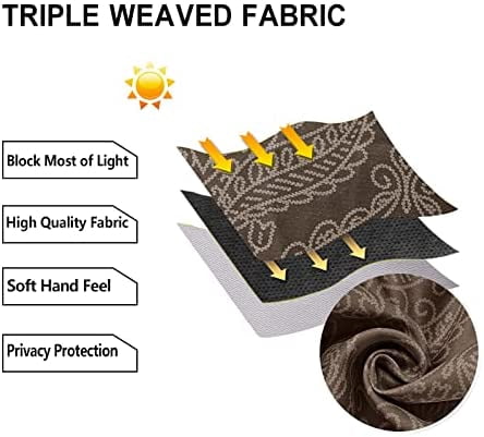 JIUZHEN Ombre Blackout Curtains for Bedroom - Grommet Top Thermal Insulated Room Darkening Window Drapes for Living Room, set of 2 Gradient Damask Curtain Panels, 52 x 96 Inches Long, Brown