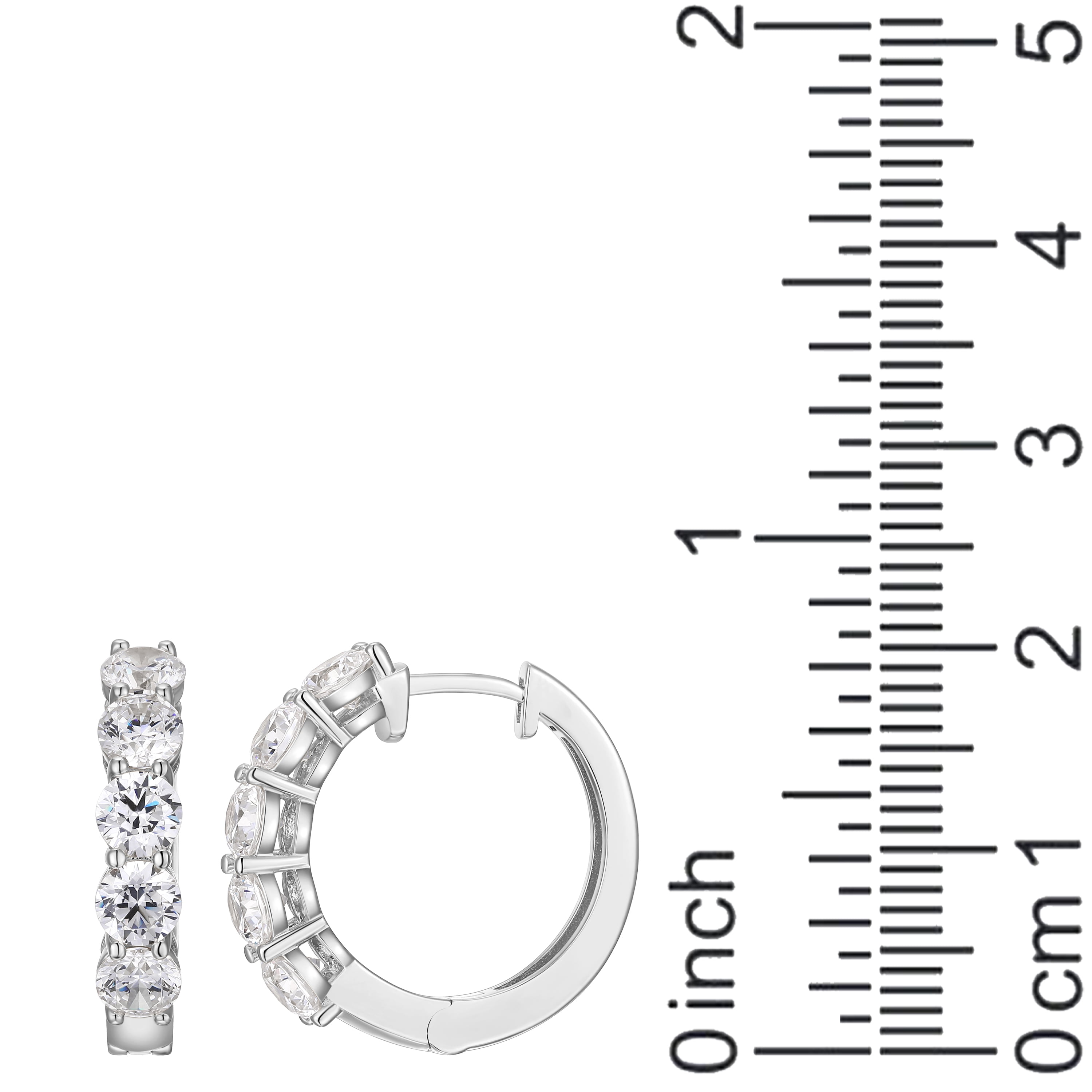 Forever Facets Moissanite Hoop Earrings in Rhodium Plated Sterling Silver, Adult Female