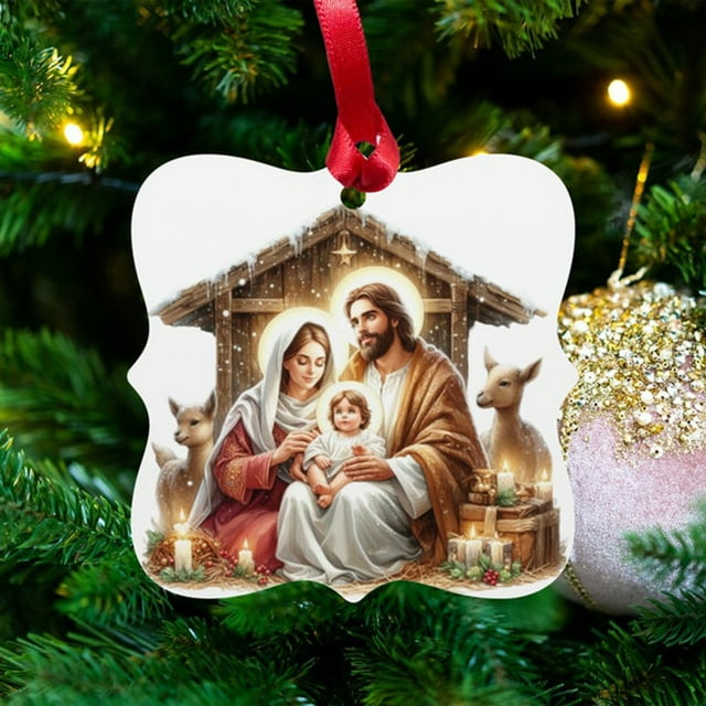Adorno Navideño de La Sagrada Familia, Decoración Navideña Religiosa, Recuerdo de La Sagrada Familia, Decoración Navideña Versátil, para Colgar En Elárbol de Navidad o La Chimenea, Regalo para Seres
