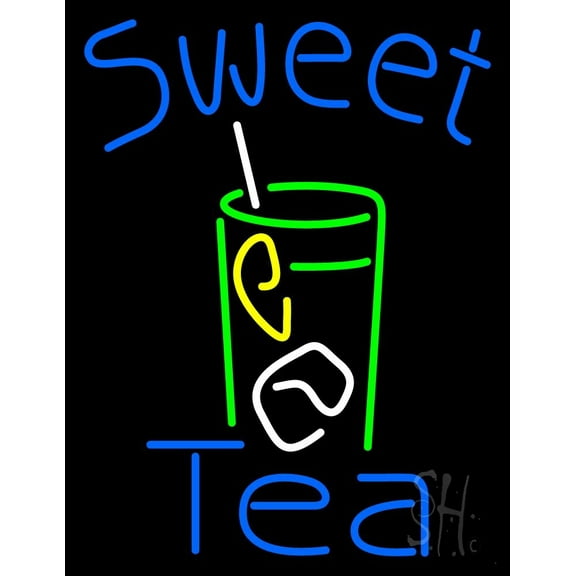 Sweet Tea LED Neon Sign 19 x 15 - inches, Clear Edge Cut Acrylic Backing, with Dimmer - Bright and Premium built indoor LED Neon Sign for restaurant window and interior decor.