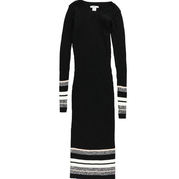 bar III Womens Ribbed-Knit Midi Sweater Dress, Black, X-Small