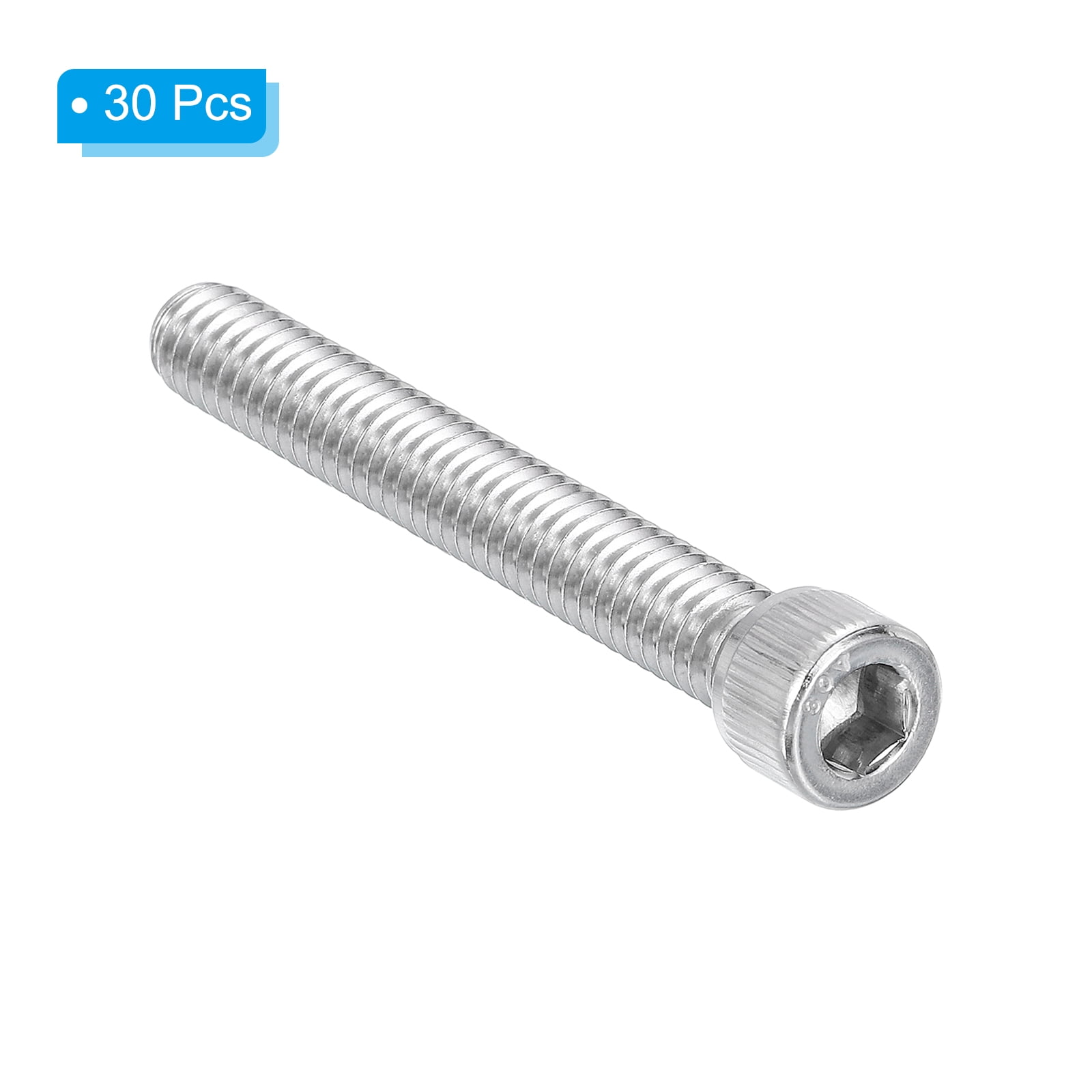 Uxcell 1/4-20 x 2" Hex Socket Cap Head Screw Bolt, 30Pcs 304 Stainless Steel 18-8, Machine Full Thread