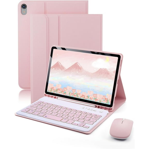 Keyboard Case for iPad mini 7 (A17 Pro 2024) & Mini 6 (2021) 8.3inch - with Mouse and Magnetically Keyboard, Case with Pencil Holder Pink