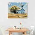 thumbnail image 3 of COMIO  Barn Picture Farmhouse Canvas Wall Art Farm Teal Old Barn Windmills Painting Prints Vintage Rustic Country Decor Framed, 3 of 5