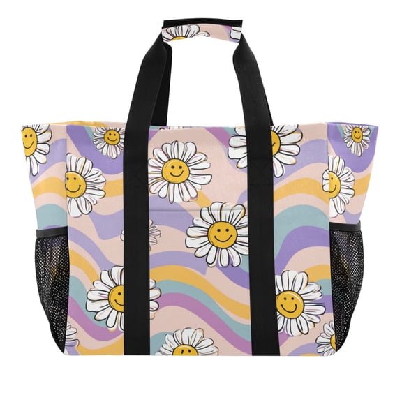 Large-capacity handheld storage bag Thickened picnic travel bag oversized clothing luggage organizing bag Smiley Faces