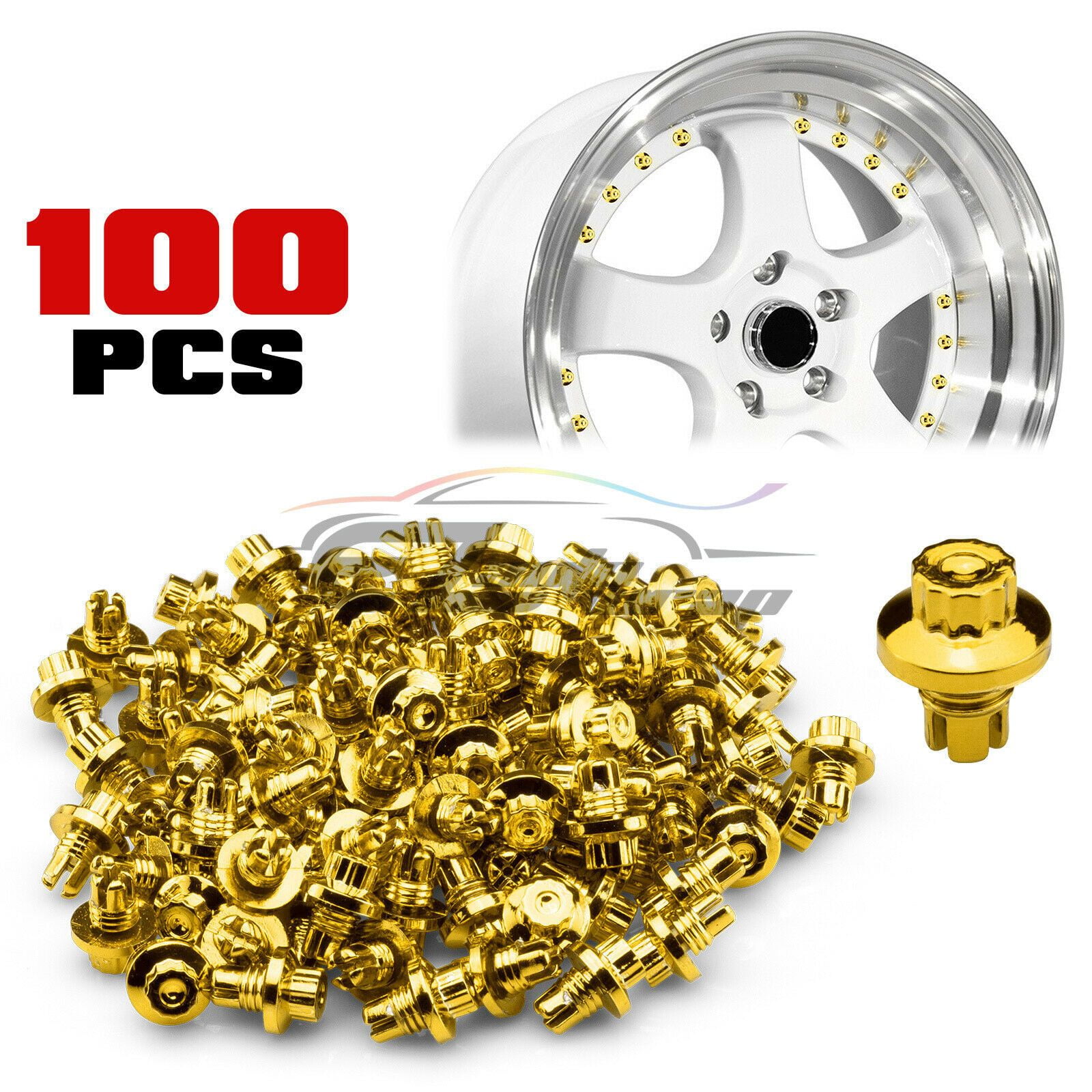100 PCs Flat Wheel Rivets For Wheels / Rims JDM Lip PC-WRL02