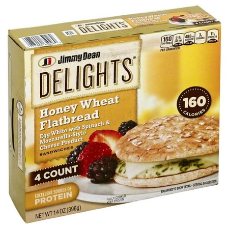 Jimmy Dean Egg White, Spinach and Mozzarella Style Cheese Flatbread, 4 count, 14 ounce