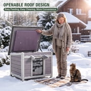 Aivituvin Outdoor Cat House with Insulated Liner Weatherproof Feral Cat Shelter for Winter