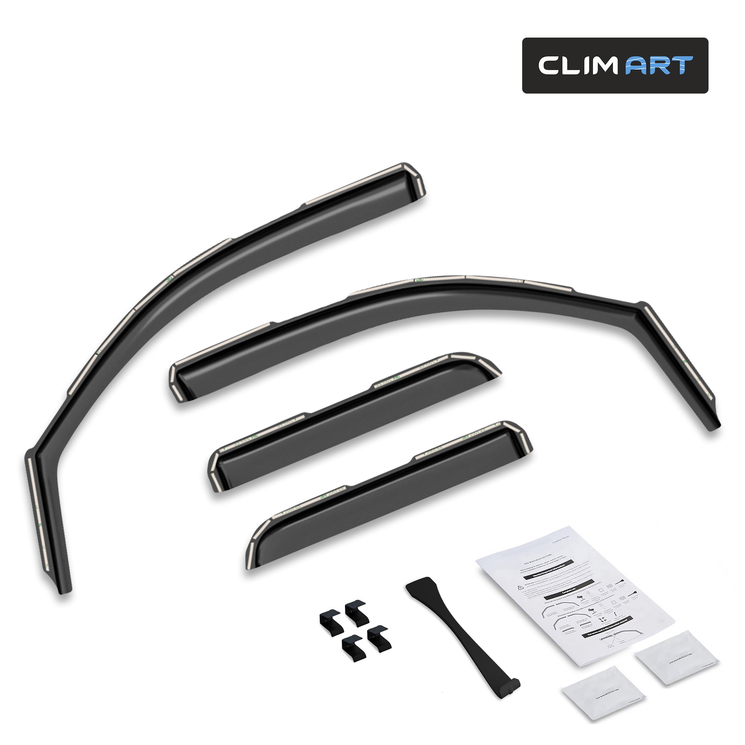 CLIM ART in-Channel Incredibly Durable Rain Guards for Chevrolet (Chevy) Silverado/GMC Sierra 2014-2018 Double Cab, Original Window Deflectors, Vent Window Visors, Truck Accessories, 4pcs- 614004